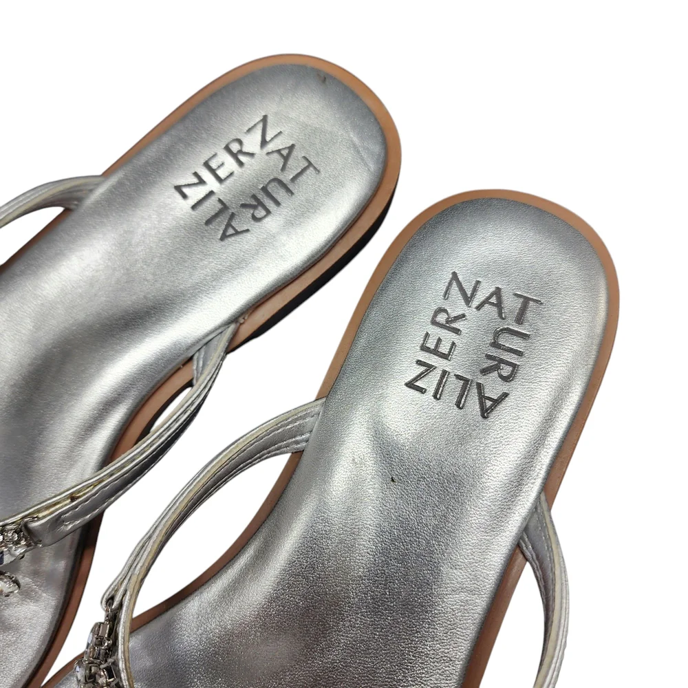Naturalizer Silver Fallon Embellished Rhinestone‎ SandalsSize 7